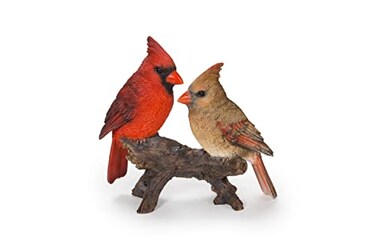 HI-LINE HiLine Gift Cardinal Couple on Stump Garden Statue Multicolor