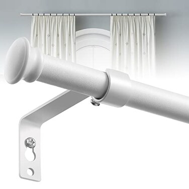 LAKEROD White Curtain Rods for Windows 66 to 137 58 Inch Heavy Duty Blackout Curtain Rods SetAdjustable Rustic Drapery Rods with Brackets Matte