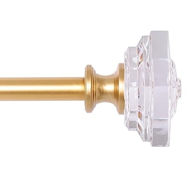 Coquilles Acrylic Square Finials Curtain Rod34 Diameter Single Deorative Curtain Rod Adjustable Length from 28 to 48 InchesGold