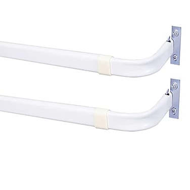 Blu-Pier Tech BluPier Tech Heavy Duty Single RodLock Seam Curtain Rod 28 to 48Inch Adjustable Width 2 12Inch ProjectionHardware IncludedWhitePack of 2