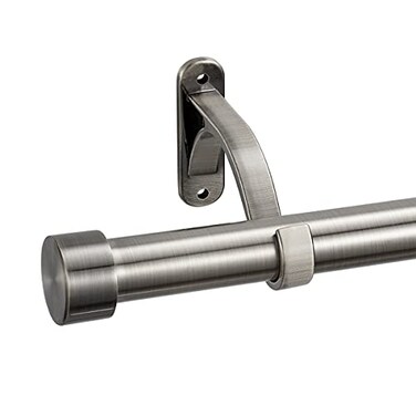 Mayrhyme 1Inch Diameter Curtain Rod Adjustable Rod Set with Premium Aluminum Brackets and Finials Single HeavyDuty Curtain Rods for Windows Matte Brushed Grey 72144