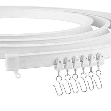 Lcyfmel Curved Ceiling Curtain Track Flexible Bendable Mount for Curtain Rail Bunk Bed Bay Window Room Divider White 5m