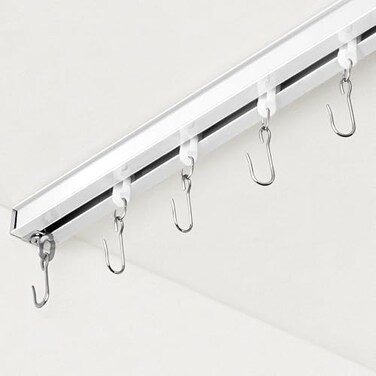 FELIDESIGN Curtain Track Ceiling Curtain Track for Room Divider Ceiling Mount Rail Set with Roller Hooks White 3ft 6ft