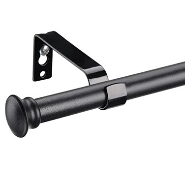 DEROFIT Black Curtain Rods Small Curtain Rods for Windows 48 to 84 Inch 58 Heavy Duty Matte Black Curtain Rod Set with Brackets Adjustable Splicing Drapery Rod