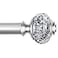 USFOOK 1 Inch Curtain Rods 72 to 144 Inches 6 to 12 ft Telescoping Single Drapery Rod Heavy Duty Curtain Rods for Windows with Silver Decorative Translucent Finials
