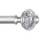 USFOOK 1 Inch Curtain Rods 72 to 144 Inches 6 to 12 ft Telescoping Single Drapery Rod Heavy Duty Curtain Rods for Windows with Silver Decorative Translucent Finials