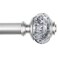 USFOOK 1 Inch Curtain Rods 72 to 144 Inches 6 to 12 ft Telescoping Single Drapery Rod Heavy Duty Curtain Rods for Windows with Silver Decorative Translucent Finials