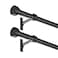 Kemmie 2 Pack Heavy Duty 1 Inch Diameter Single Curtain Rods 72144 Adjustable Window Curtain Rod with Aluminum Alloy Cylindrical Cap Finials Wall Mount and Ceiling Mount Matte Black