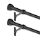 Kemmie 2 Pack Heavy Duty 1 Inch Diameter Single Curtain Rods 72144 Adjustable Window Curtain Rod with Aluminum Alloy Cylindrical Cap Finials Wall Mount and Ceiling Mount Matte Black