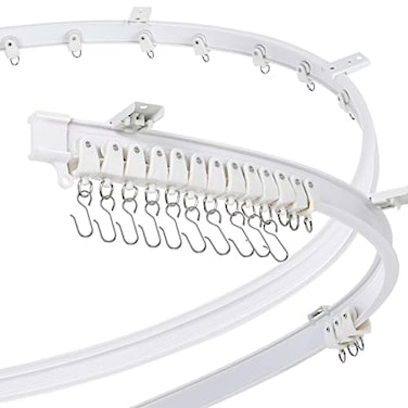 Jetec 65 Feet 2 Meters Flexible Bendable Ceiling Curtain Track Mount for Rail with Curtain Tracks System Bunk Bed Window Room Divider Door Shower RvWhite