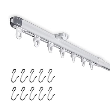 SOLOKOS Telescopic Ceiling Mount Curtain Track System 33 to 59 inch Adjustable Room Divider Track Set 3359 White