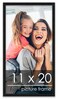Poster Palooza 11x20 Frame Black Solid Wood Picture Frame 075 Inch Moulding Width Includes UV Acrylic Plexiglass Foam Board Backing Hanging Hardware