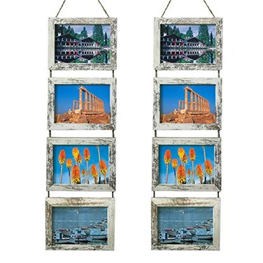 SESEAT Wall Hanging 5x7 Picture Frames Collage with Distressed White Frames2 Packs