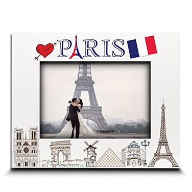 BELLA BUSTAParis Picture frameWedding Honeymoon Vacation in Paris UV Print Eiffel Tower Paris symbols Design set 5x7 Horizontal
