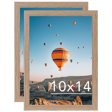 JCJMY 10x14 Picture Frame Set of 2 for Wall Hanging Wall Mounting Horizontally or Vertically 10 x 14 Wall Gallery Poster Photo Frame with Durable Shatter Resistant Plexiglass2 Pack Rustic Brown