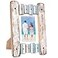 EXCELLO GLOBAL PRODUCTS Rustic Wooden Home Decor Picture Frame 825x115 in fits Pictures 5x7 and 4x6 with Matte Includes Self Standing Easel and Brackets for Wall Hanging Blue White