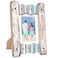 EXCELLO GLOBAL PRODUCTS Rustic Wooden Home Decor Picture Frame 825x115 in fits Pictures 5x7 and 4x6 with Matte Includes Self Standing Easel and Brackets for Wall Hanging Blue White