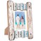 EXCELLO GLOBAL PRODUCTS Rustic Wooden Home Decor Picture Frame 825x115 in fits Pictures 5x7 and 4x6 with Matte Includes Self Standing Easel and Brackets for Wall Hanging Blue White