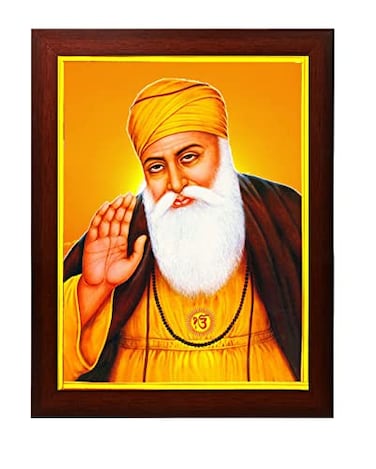 zig zag Guru Nanak Dev Ji Photo Frame For Wall hanging Temple Table Pooja Room 95 x 135 inches Acrylic Glass