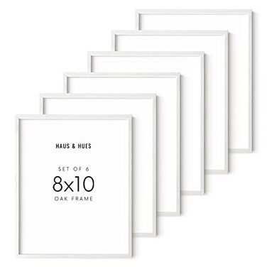 HAUS AND HUES White Oak Wood 8x10 Picture Frames Set of 6 Elegant Frames for Photos and Posters