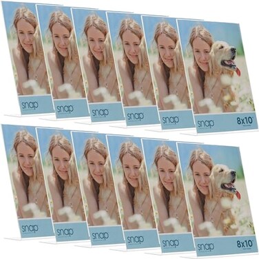 Snap Set of 12 8x10 Clear Acrylic Self Standing Photo Frames Perfect for Showcasing Memories in Style Versatile and Durable Design for Home or Office Dcor Rectangular TableTop Single Picture Frame