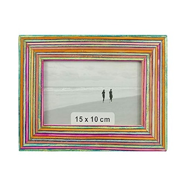 NIKKY HOME Wooden Photo Picture Frame 4x6 Boho Style Mango Wood for Tabletop Display Colorful