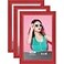 Icona Bay 4x6 Picture Frames Red 3 Pack Colored Solid Wood Scandinavian Style Frames for Photo Pizzazz Collection