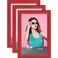 Icona Bay 4x6 Picture Frames Red 3 Pack Colored Solid Wood Scandinavian Style Frames for Photo Pizzazz Collection