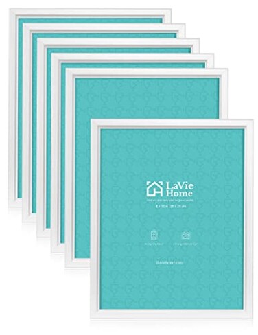 LaVie Home 8x10 Picture Frames 6 Pack White Simple Designed Photo Frame with High Definition Glass for Wall Mount Table Top Display Set of 6 Classic Collection