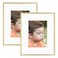 Frametory 8x10 Gold Aluminum Picture Frame Set of 2 Ideal for Displaying 5x7 Photos with Mat or 8x10 Without Mat Real Glass Front Simple Gallery Wall Frames for Art Prints and Posters