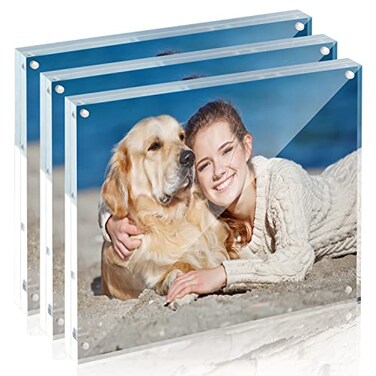 TWING Acrylic Frame 8 x 10 3 Pack Premium Magnetic Picture Frame Thickness 1010MM Clear Self Standing Photo Frame
