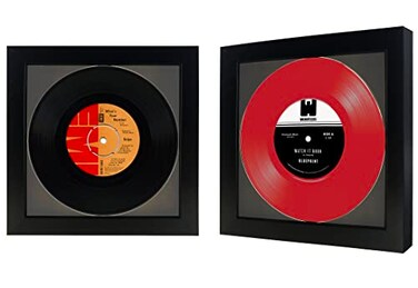 Senye 2 Pack 45 Single 6 78 Vinyl Record Frame Display 45 rpm Vinyl Record with Mat or 7 45 rpm Vinyl Sleeve Art without mat Wall Tabletop Display