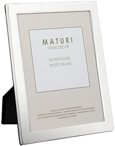 Maturi Silver Plated Photo Frame Flat Edge Finish 8 x 10inch 20 x 25cm