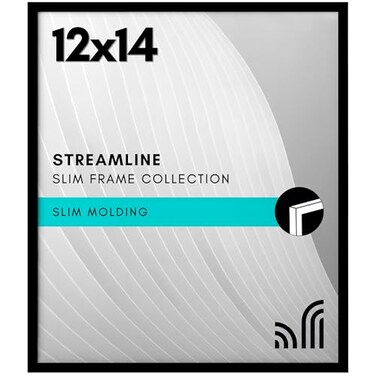 Americanflat 12x14 Picture Frame with Polished Plexiglass Streamline Collection Thin Border Picture Frame for Wall Display Hanging Hardware Included Black