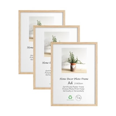 LYYYXGYP A4 OAK Wood Picture Frame 3 Pack 83x117 Wooden Photo Poster Certificate Frame with Plexiglass for Wall Mount or Tabletop Display