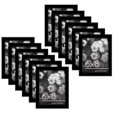 Americanflat 6x8 Picture Frame with Polished Plexiglass Set of 12 Signature Collection Picture Frames with Engineered Wood Photo Frame for Tabletop and Wall Display Black