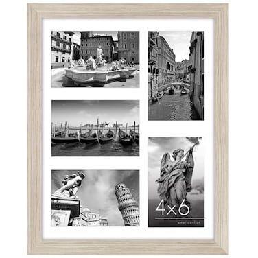 Americanflat 4x6 Collage Picture Frame with ShatterResistant Glass Fits Five 4x6 Photos or Use as One 11x14 Picture Frame Signature Collection Collage Frames for Wall Display Driftwood