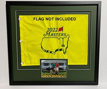 Golf Flag Frames Masters 20X22 Compact Black Golf Flag and Photo Frame BLK001 NEW Fairway Green Mats float mount perfect for 13x17 Masters Golf Flags and 5X7 Horizontal Print flag not incl UPDATED JUL