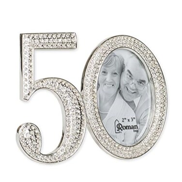 Roman Giftware Inc Caroline Collection Wedding Anniversary 325 H 50TH Rhinestone FrameReligious Inspirational Durable 4x1x3