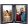 ORIVAN Double 5x7 Picture Frame Hinged Frame Vertical MDF Wood Photo Frames with Glass Front Black