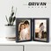 ORIVAN Double 5x7 Picture Frame Hinged Frame Vertical MDF Wood Photo Frames with Glass Front Black