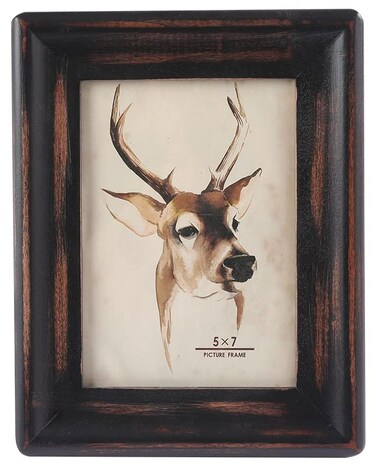 icheesday Rustic Picture Frame 5x7Table Top or Wall Hanging Photo Frames with Glass Front 7 by 5Black