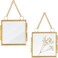 OLYCRAFT 2pcs Mini Hanging Glass Frame Wall Hanging Photo Frames 27 Inch Double Glass Picture Frame with Chain Folding Frame DIY Vintage Artwork Display Frames for Pressed Flowers Pictures Home Wall