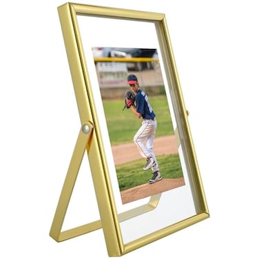 AhaGo Gold Floating Frame 4x6 Vertical For Picture 35x5 2x3 1x2 Small Tabletop Photo Frame Classy Gift For Kids on Birthday