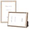 Autjvy 6x8 Picture Frame set of 2 Matte Brass Modern Simple Thin Aluminum Metal Photo Frame with HD Real Glass Display for Tabletop and Wall Collage 2 Pack