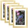 FIXSMITH 5x7 Picture Frame Bulk4 Pack Gold Picture Frames Collage Wall Decor Wall Tabletop Picture Frames Photo Frame with HD Plexiglass Display Pictures 4x6 with Mat or 5x7 Without Mat