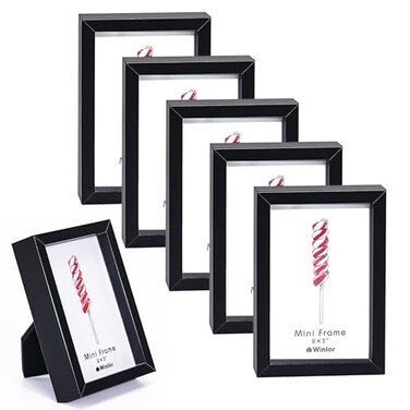 Winlor Small Picture Frames Mini Size Baby Photo Frame 2x3 Set of 6 For Tabletop Home Decor Polaroid Picture Frame with Soft Magnet Cute Refrigerator Magnets Black