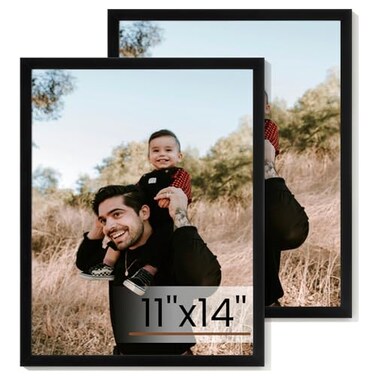 Heimlove 11x14 Picture Frame Set of 2Display Pictures 11x14Black Photo Frame with Shatter Resistant PlexiglassPicture Frames 11x14 Tabletop and Wall MountPoster Frame for Display Certificate Document