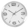 Bernhard Products Modern Wall Clock 10 Inch Silver Silent Non Ticking Battery Operated Round Elegant Metal Quality Quartz for Kitchen Home Office Clock with 3D Numbers Easy to Read