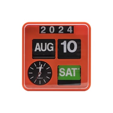 Itigoitie Retro Modern 945 Inches Calendar Day Date Flip Desk Wall Clock BlackNo Battery Included Amber